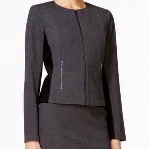 NWT Calvin Klein Zip-Front Blazer Gray Black Size 0 - Fit Solutions